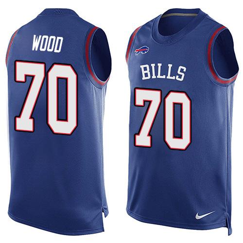 Nike Bills #70 Eric Wood Royal Blue Team Color Men's Stitched NFL Limited Tank Top Jersey